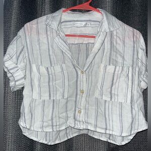 Altar'd State Button Down Shirt - White and Gray Stripes